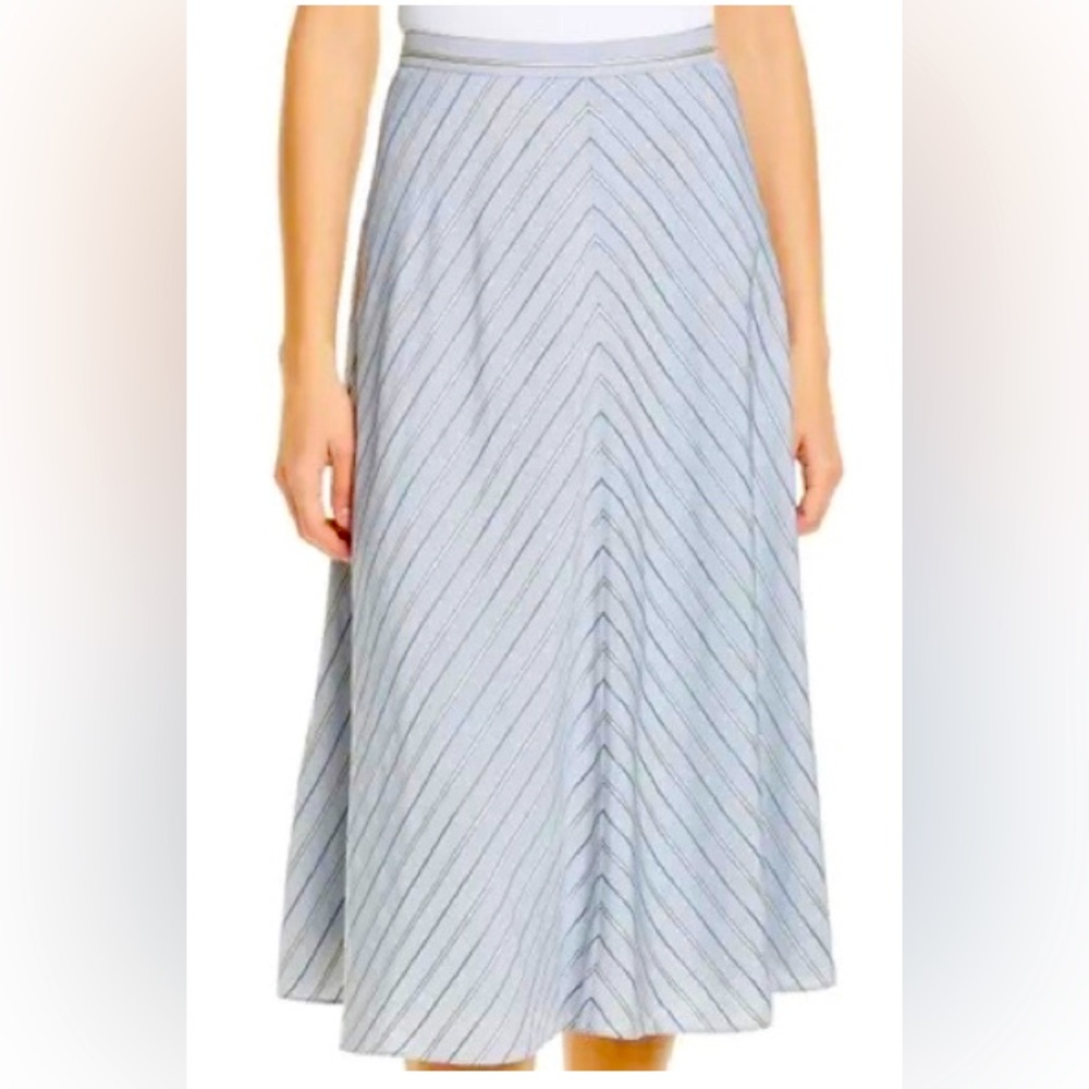 NWT ✨ Lewit Chevron striped midi skirt; blue/gray. Size 12
